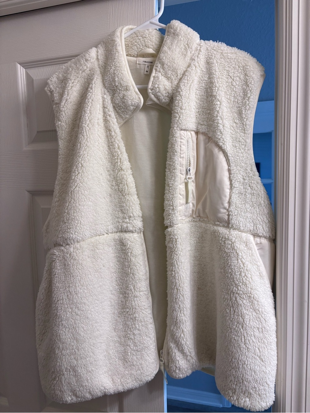Maurices Cream Sherpa Zip-Up Vest